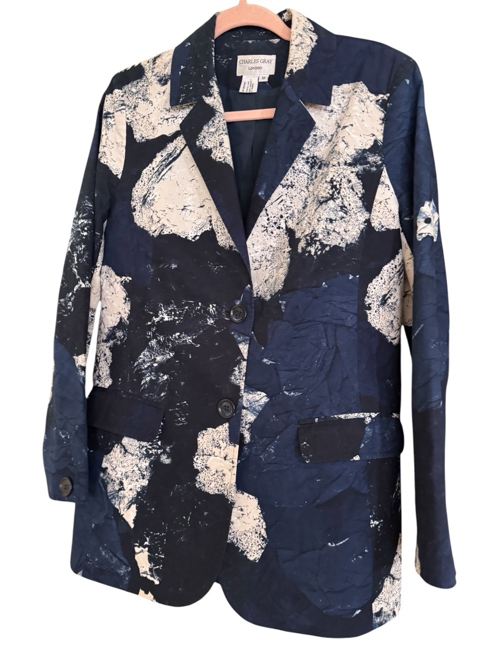 VTG Charles Gray London Artsy Whimsigoth Watercolor Abstract Boyfriend Blazer